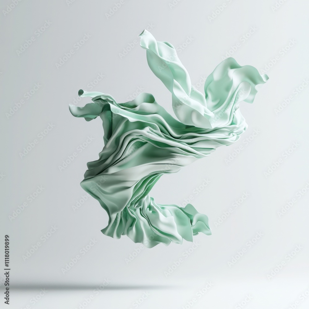 Poster dynamic movement of polymer-enhanced fabrics in a studio environment capturing textural flow and lig