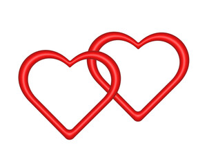 Two hearts. Love symbol.
3D illustration. PNG with transparent background.	