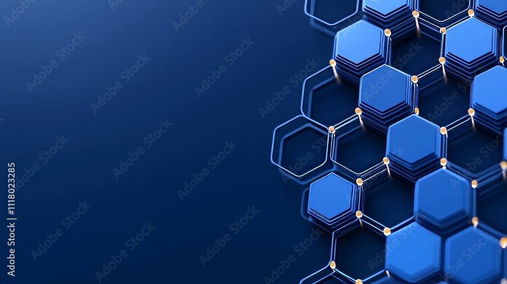 Poster a glowing lights background featuring an abstract 3d hexagon pattern.