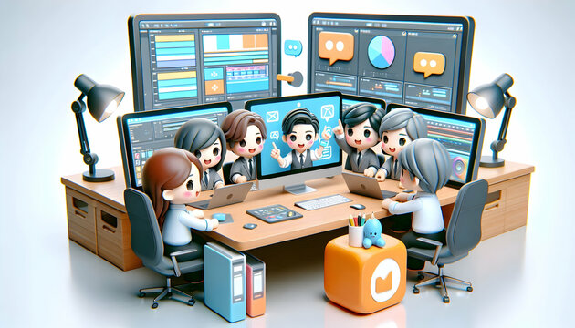 3D Close up of team members using smart glasses for augmented reality brainstorming copy space below concept as A close up of team members using smart glasses for augmented reality brainstorming sessi