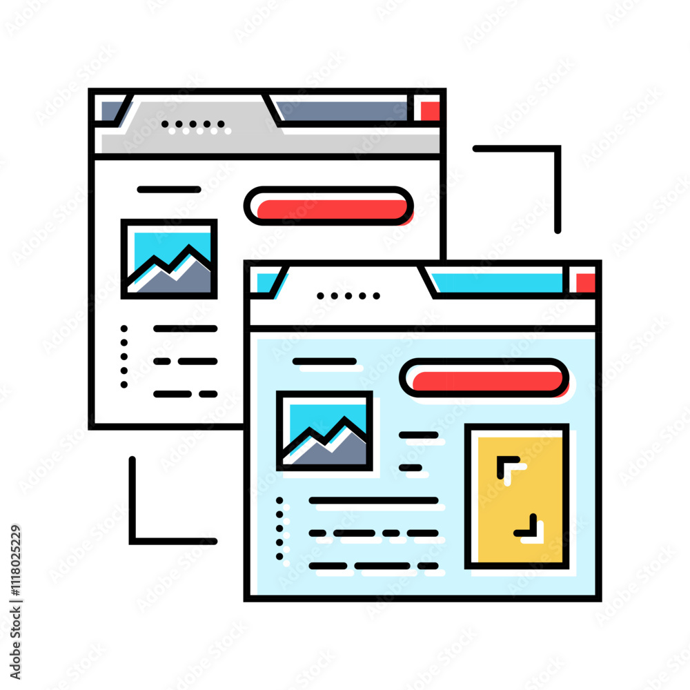 Poster duplicate content seo color icon vector. duplicate content seo sign. isolated symbol illustration