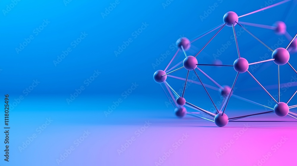 Poster an abstract background featuring a network mesh in shades of purple and blue.