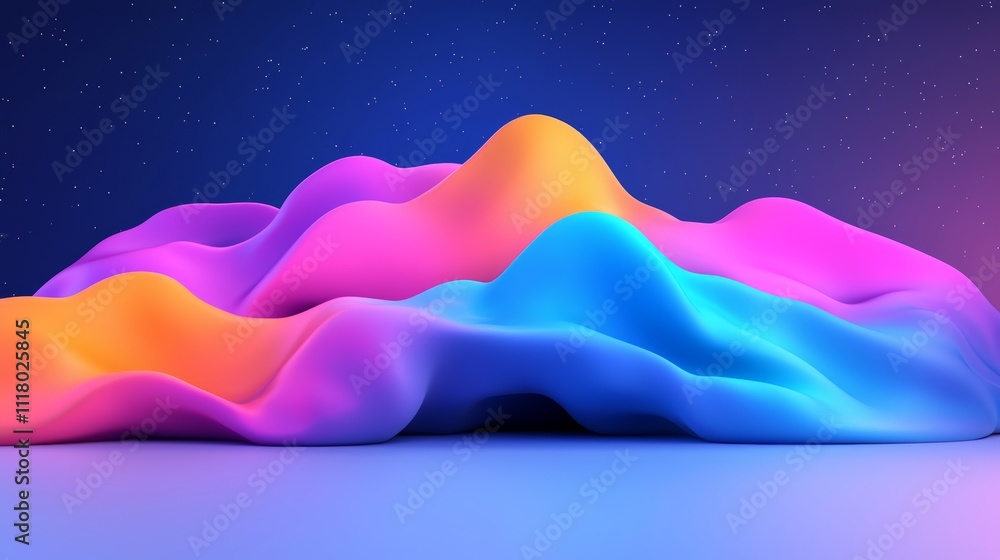 Poster abstract background featuring curved lines and luminous particles