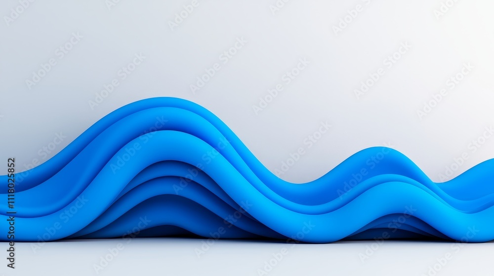 Poster smooth and textured abstract blue wavy background - design element