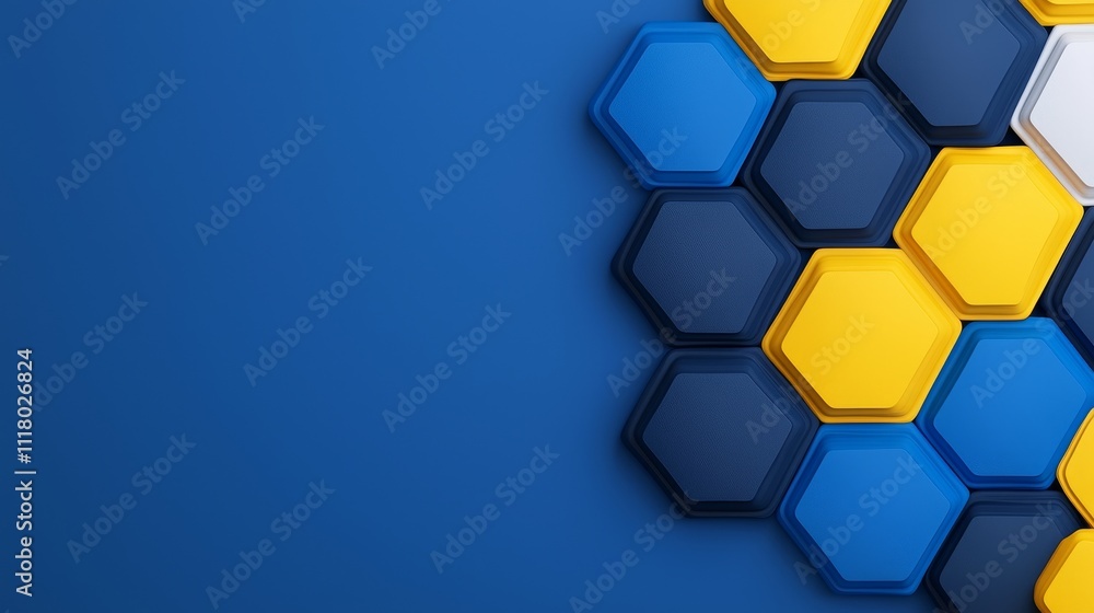 Poster blue geometric shapes creating an abstract 3d background with depth and texture
