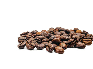 Coffee beans or  Roasted coffee bean isolated on white background, Close-up