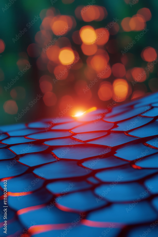 Poster a close up of a table with a blur of light