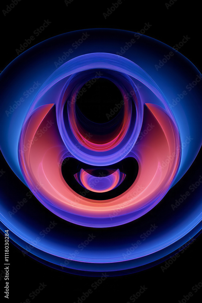 Poster a blue and red object with a black background