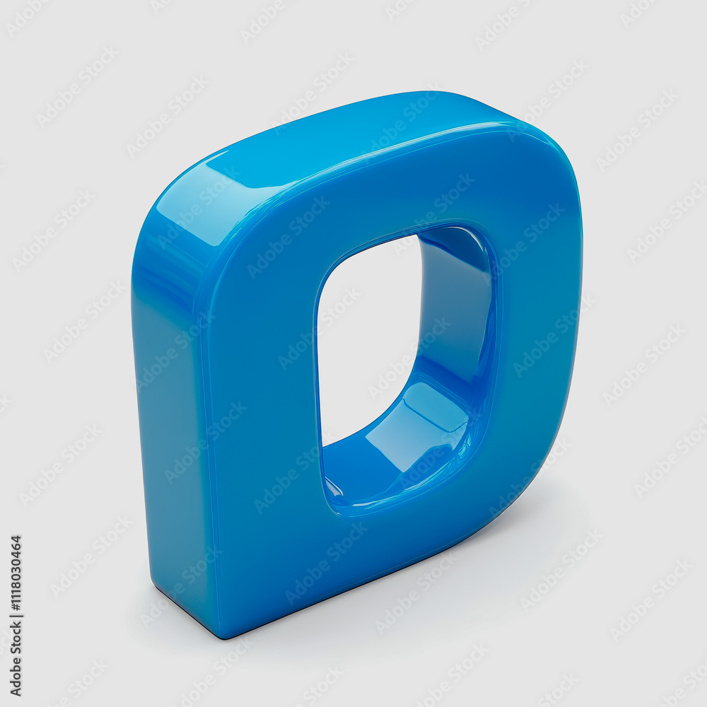 Aufkleber glossy blue number zero sculpture on a light background with smooth surface and simple design ideal 