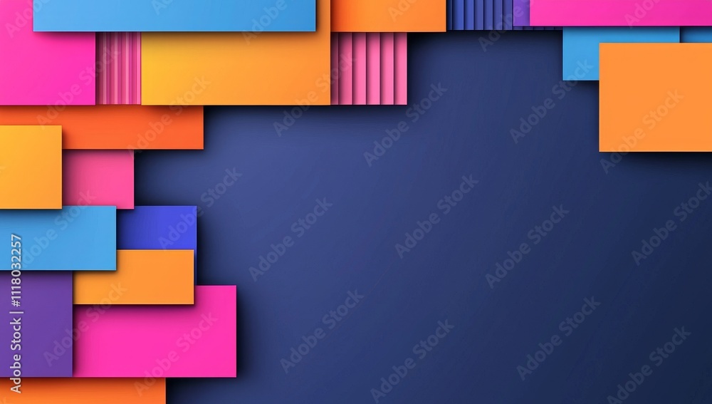 Aufkleber an abstract composition with overlapping shapes, showcasing bright hues and gradient effects.