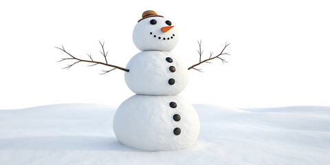 Fototapeta premium 3d snowman isolated white backgroun