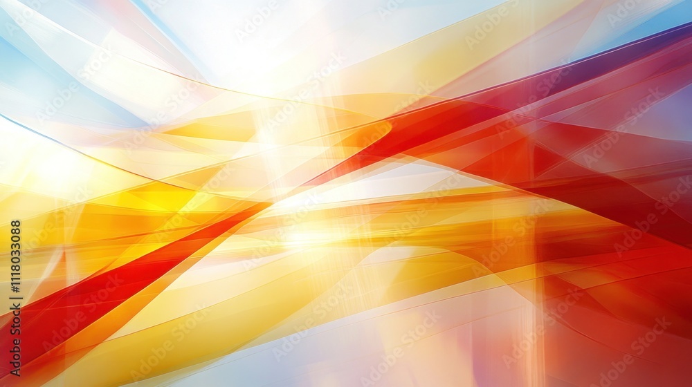 Poster abstract composition featuring vibrant colors and dynamic lines.
