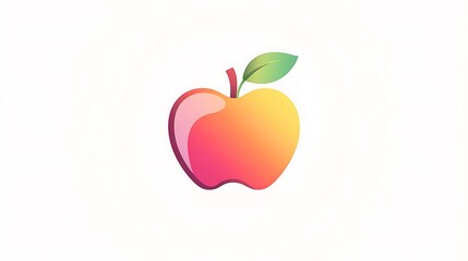 Fototapeta premium A sleek and vibrant apple icon with a fresh, modern design, created for a health food business logo, set on a crisp white background for a clean and professional look