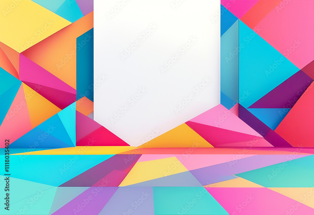 Poster vibrant geometric shapes create a colorful background for artistic expression