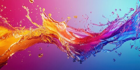 Vibrant Abstract Color Splash: A Dynamic Composition of Orange and Blue Liquid