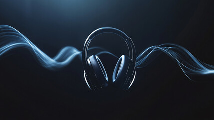 Close-up of high quality headphones in colour combination floating in air on background. Music, sound, technology, dj equipment concept, copy space.
