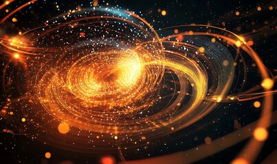 Obraz premium Illustration of quantum entanglement, new physical principles, futuristic scientific research