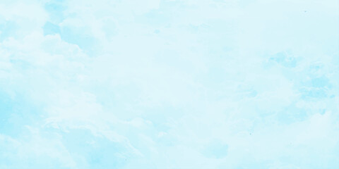 sunny sky blue light watercolor background. Aquarelle painting brush effect card paper textured canvas cloudy smoke space for text, entertaining card, template. aquamarine color graphics illustration