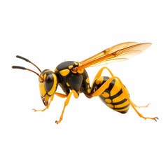 Yellow wasp isolated on a white background