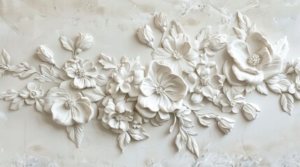 carved white flowers over marble background