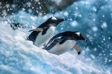 Fototapeta premium penguin in snow