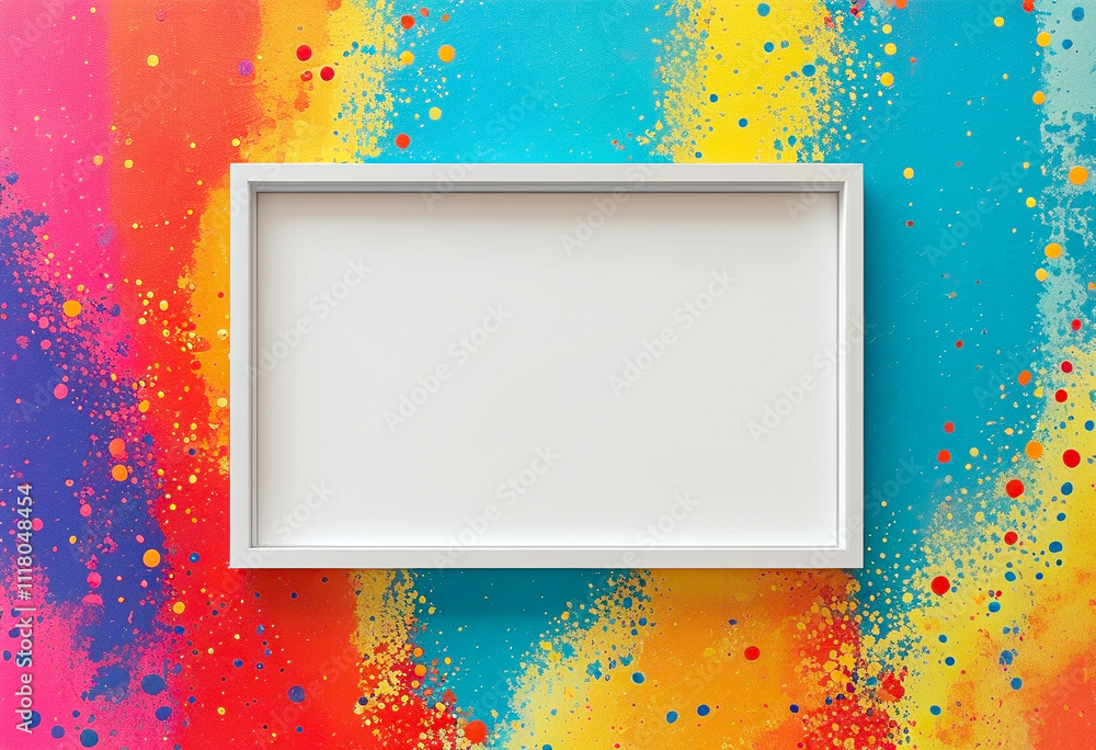 Poster vivid splash of colors with a blank frame inviting creativity and artistic expression