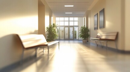 Serene Hospital Interior with Natural Light and Calming Atmosphere