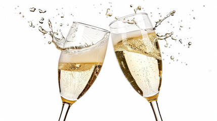 champagne in glass isolated on white