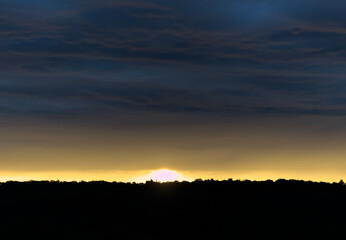 scenic beautiful sunset over the palisades of new jersey seen from fort tryon park manhattan new york city (nyc colorful sky) looking towards fort lee across hudson river stunning gorgous incredible