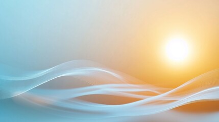 Fototapeta premium Soft waves merge with the warm glow of the setting sun over a serene horizon