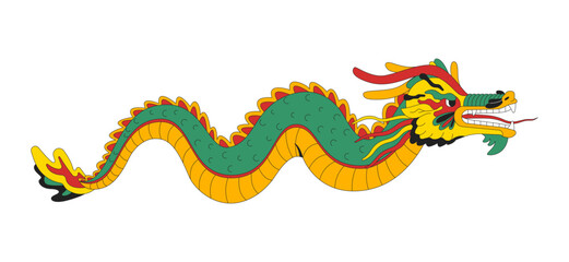 Dragon chinese new year 2D cartoon object. Mysterious oriental animal. Asian culture fantasy. Mythological beast isolated element flat vector clipart on white background. Spot illustration