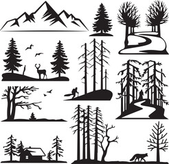 silhouettes of trees