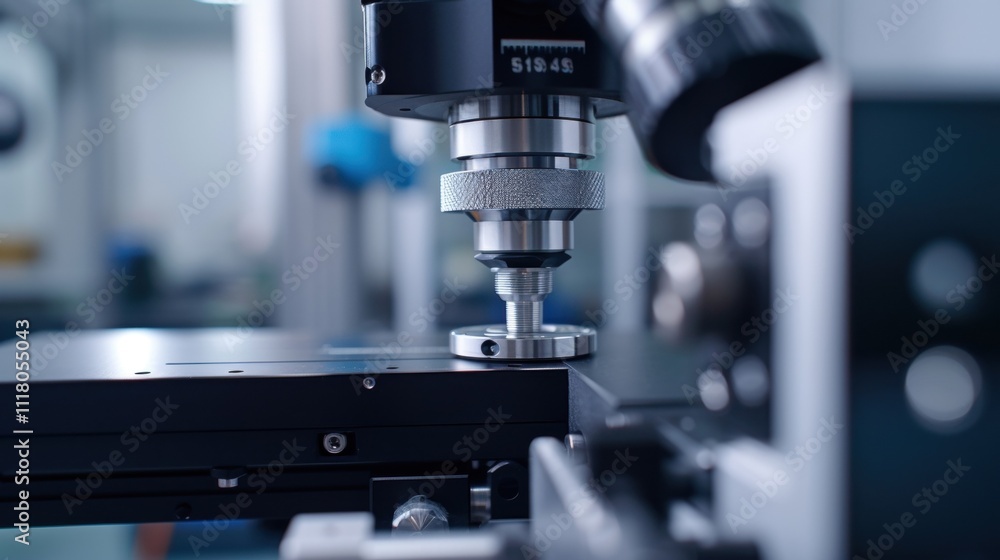 Poster modern microscope is analyzing a sample in a laboratory, showcasing advanced technology and innovati