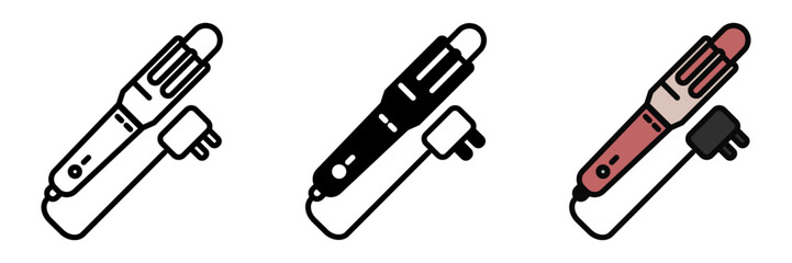 Hair Curler icon is a heated tool with a cylindrical barrel, used to create curls or waves, adding volume and texture to hair.