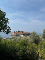 view on the old town, Sveti Stefan, Mntenegro, island