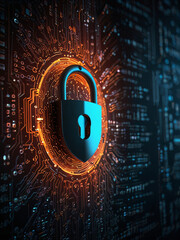 Highlighting cybersecurity importance with a tech information background.