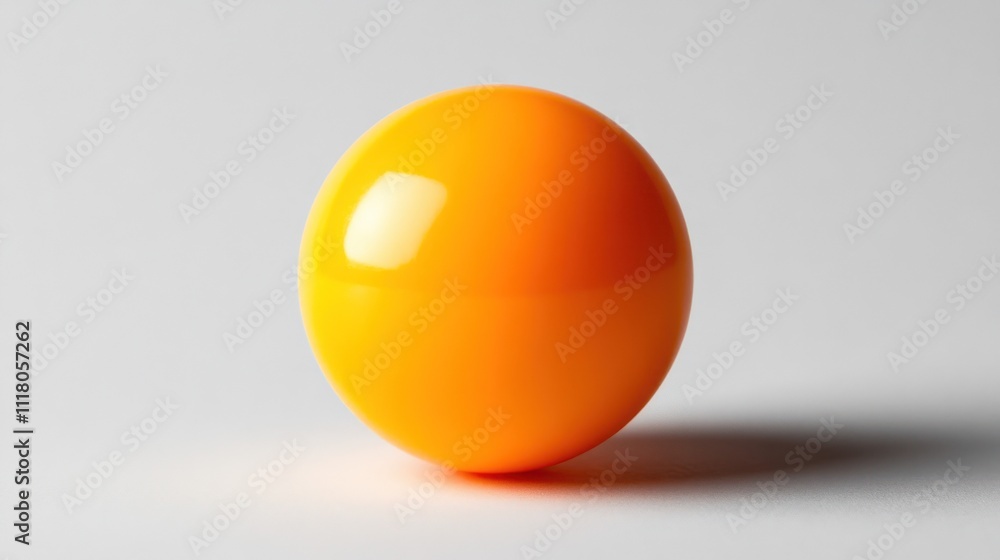 Poster a glossy orange sphere resting on a light surface, casting a soft shadow.