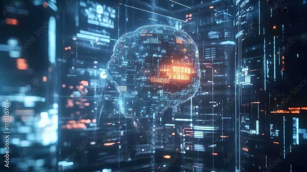 Poster machine learning (ml): intelligent systems analyzing data, identifying patterns, and making decision