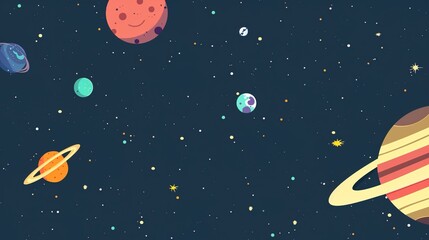 Majestic Universe with Colorful Planets and Sparkling Stars Background