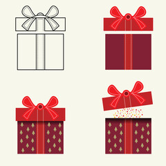 Christmas Day red color gift box with ribbon for  valentine present  surprise box