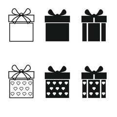 Valentine's Day silhouette Black and white gift box set with ribbon for  valentine present  surprise box