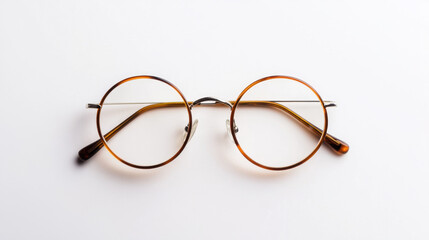 Classic round tortoiseshell eyeglasses with metal accents on a white background, showcasing a timeless design ideal for both men and women.