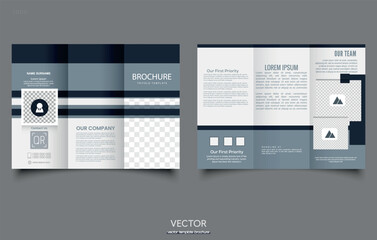 Travel business trifold brochure template. Modern, Creative and Professional tri fold brochure vector. Simple and minimalist promotion layout.
