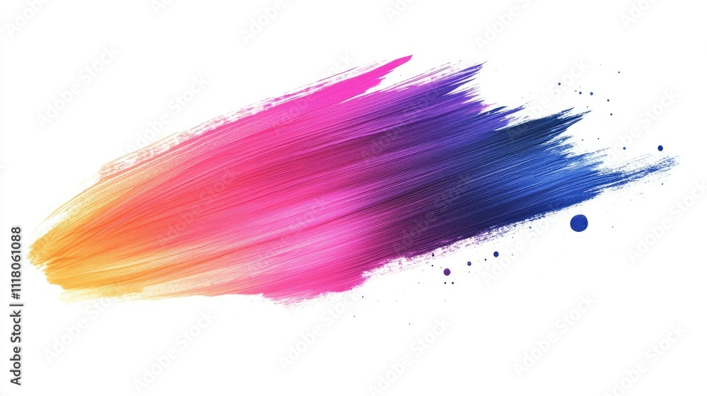 Poster a smooth smear of color transitioning through gradient hues in bold brush style, isolated on white