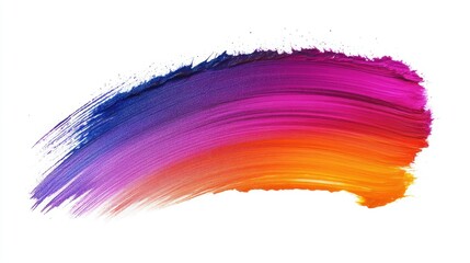 A smooth smear of color transitioning through gradient hues in bold brush style, isolated on white