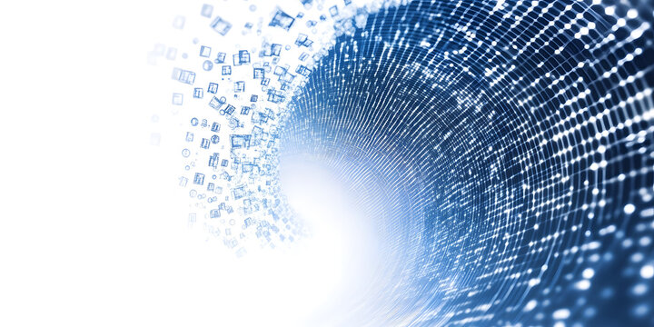 Blue Quantum Computing Data Flow Art, Abstract Quantum Data Stream, Digital Quantum Technology Art, Quantum Computing Visual Art