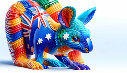 Obraz premium 3D Macro Close up of Australian Wildlife for Australia Day concept as Macro close up of iconic Australian wildlife such as a kangaroo or koala vibrant colors symbolizing national pride and natural bea