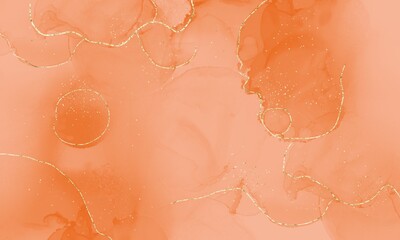 Fototapeta premium alcohol ink, background, watercolor, wet, gold, luxury, orange