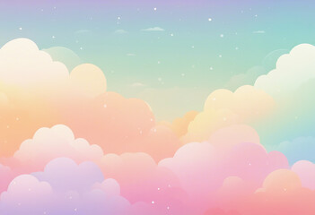 A whimsical and ethereal sky adorned with a rainbow gradient evokes a sense of peace, tranquility, and childlike wonder.