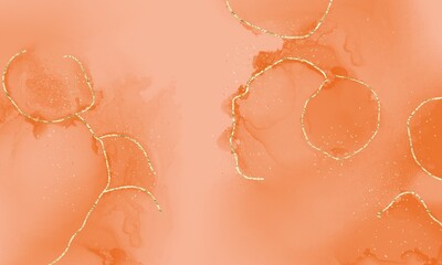 Fototapeta premium alcohol ink, background, watercolor, wet, gold, luxury, orange